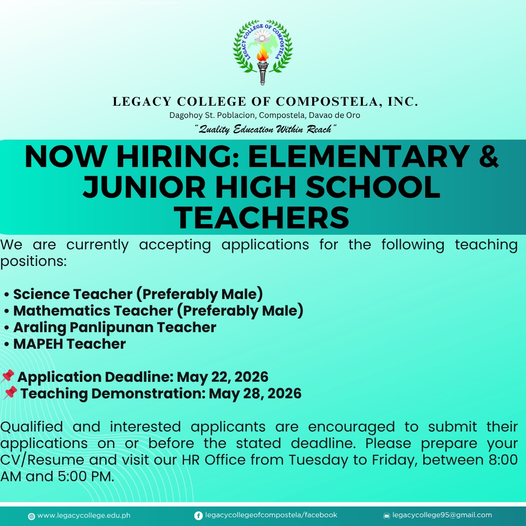 LCC Job Hiring! LCC is in need of Elementary and Junior High School Teachers