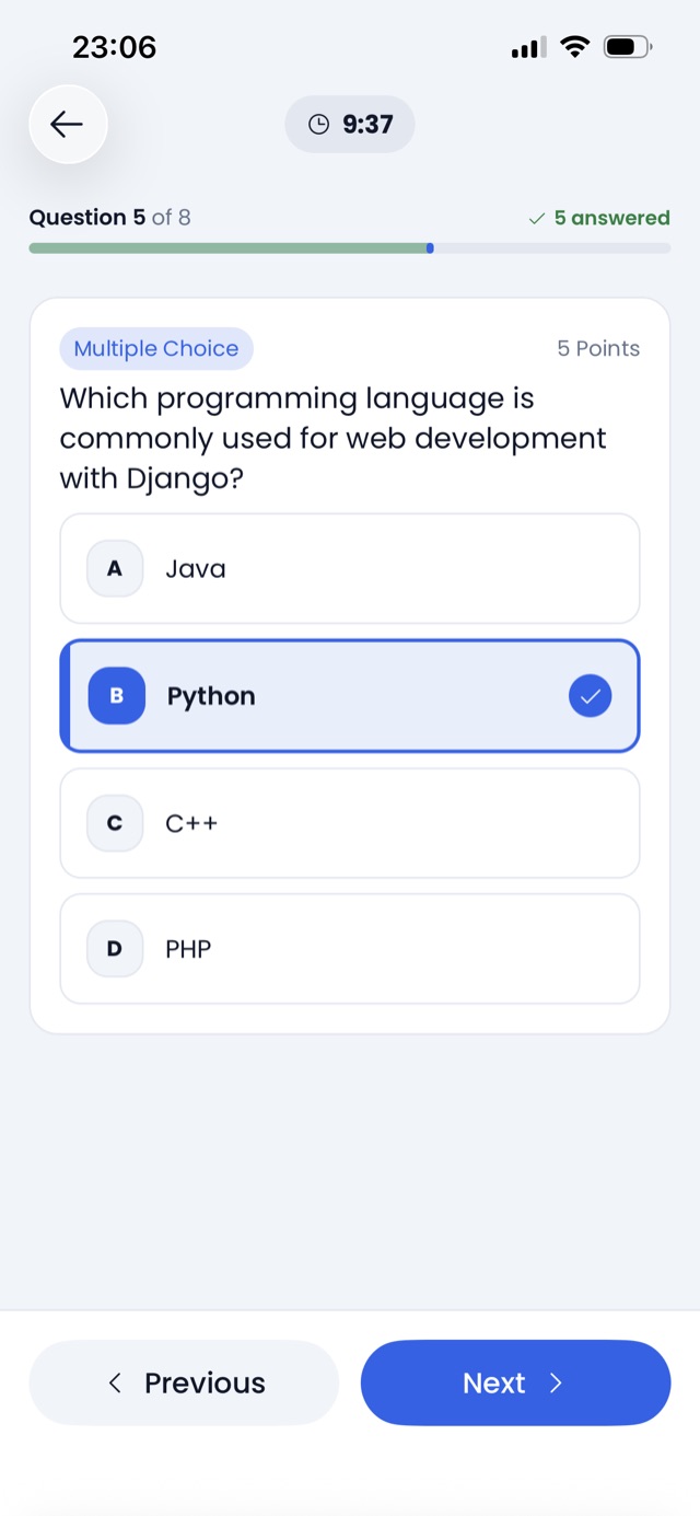 A multiple choice question