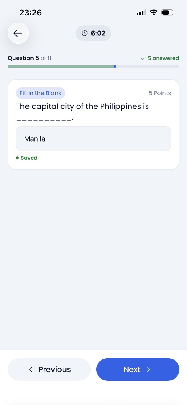 A fill in the blank question