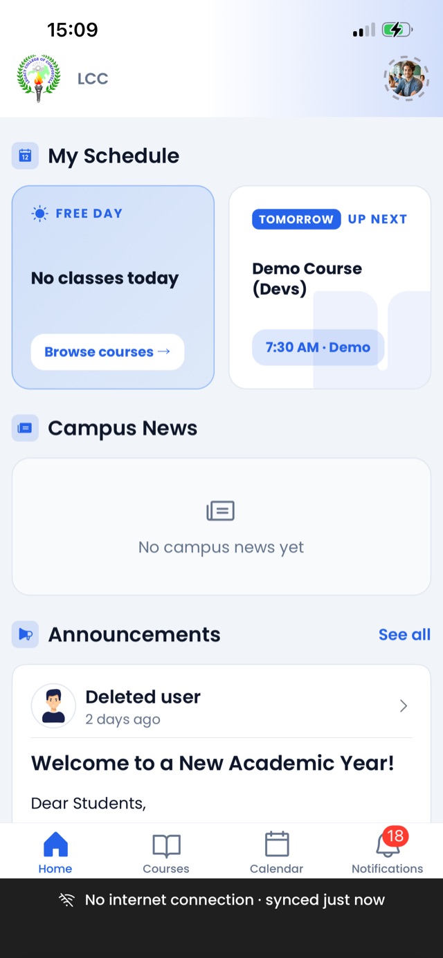 The network banner at the bottom of the screen