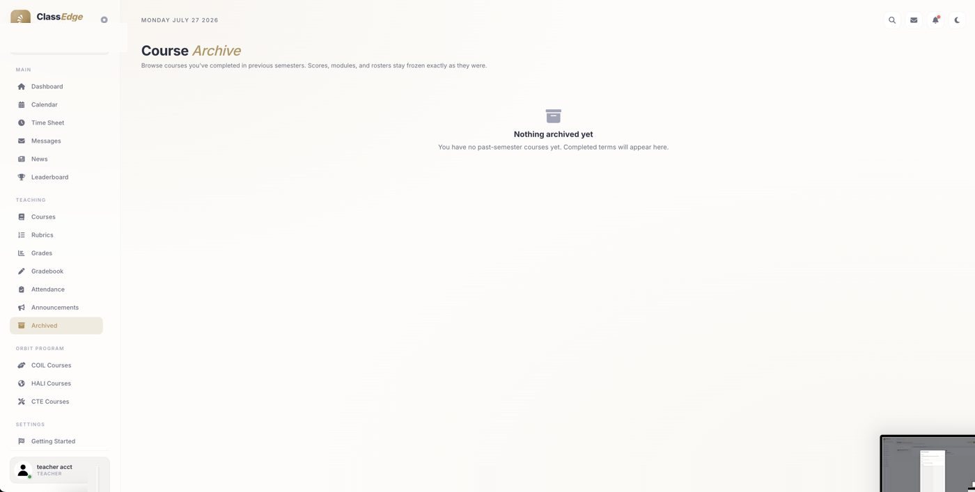 The Archived courses page