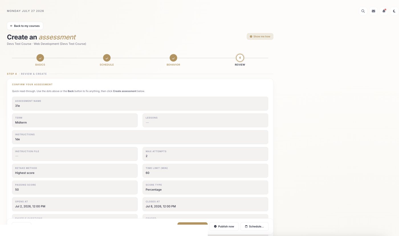 Assessment wizard step 4: Review and create