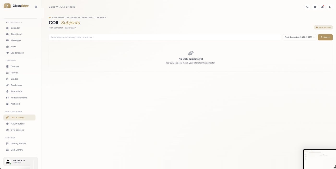 An Orbit Program course group page