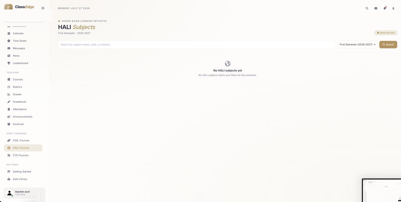 An Orbit Program course group page