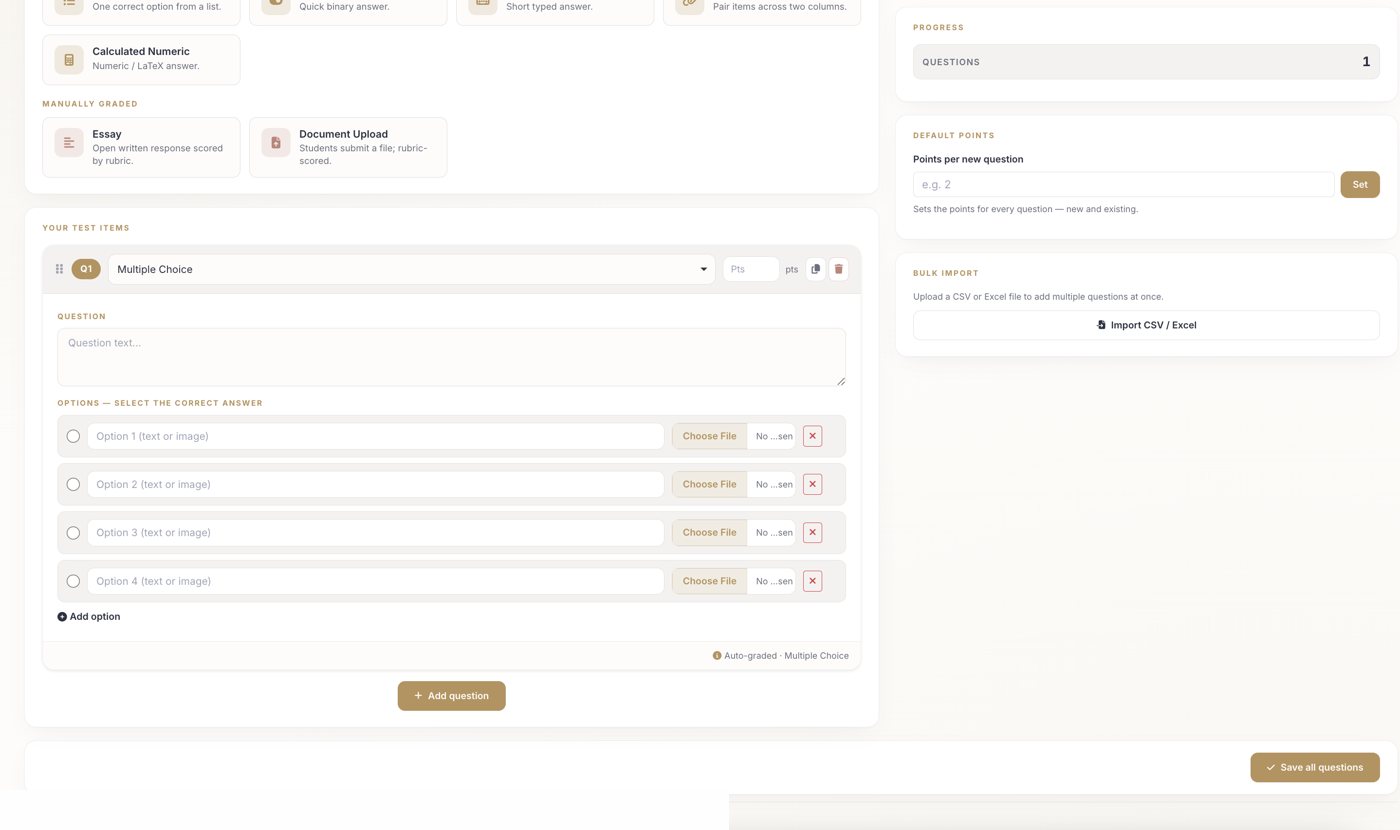 Auto-graded question type editor
