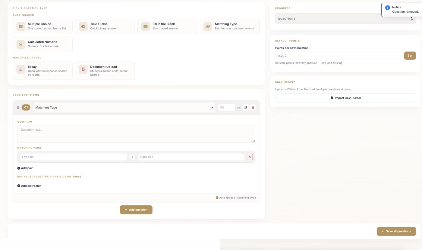 Auto-graded question type editor