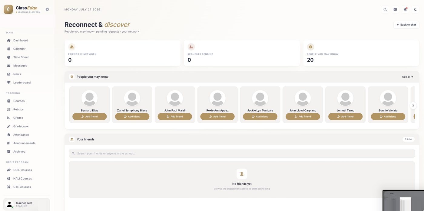 Adding people from Reconnect and discover