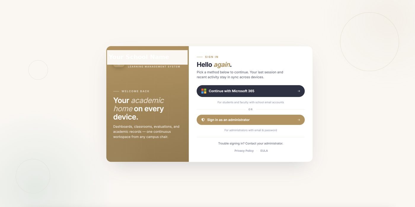 The ClassEdge sign-in screen with the Continue with Microsoft 365 button